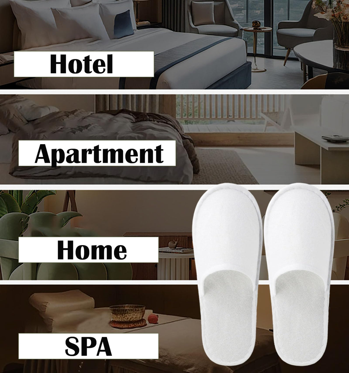 Nexboraque 30 Pairs Disposable White Spa Slippers, Universal Size