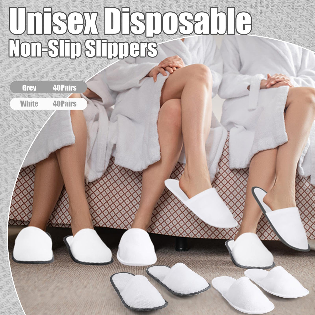 Ramede Non-Slip Disposable Fluffy Closed-Toe Slippers