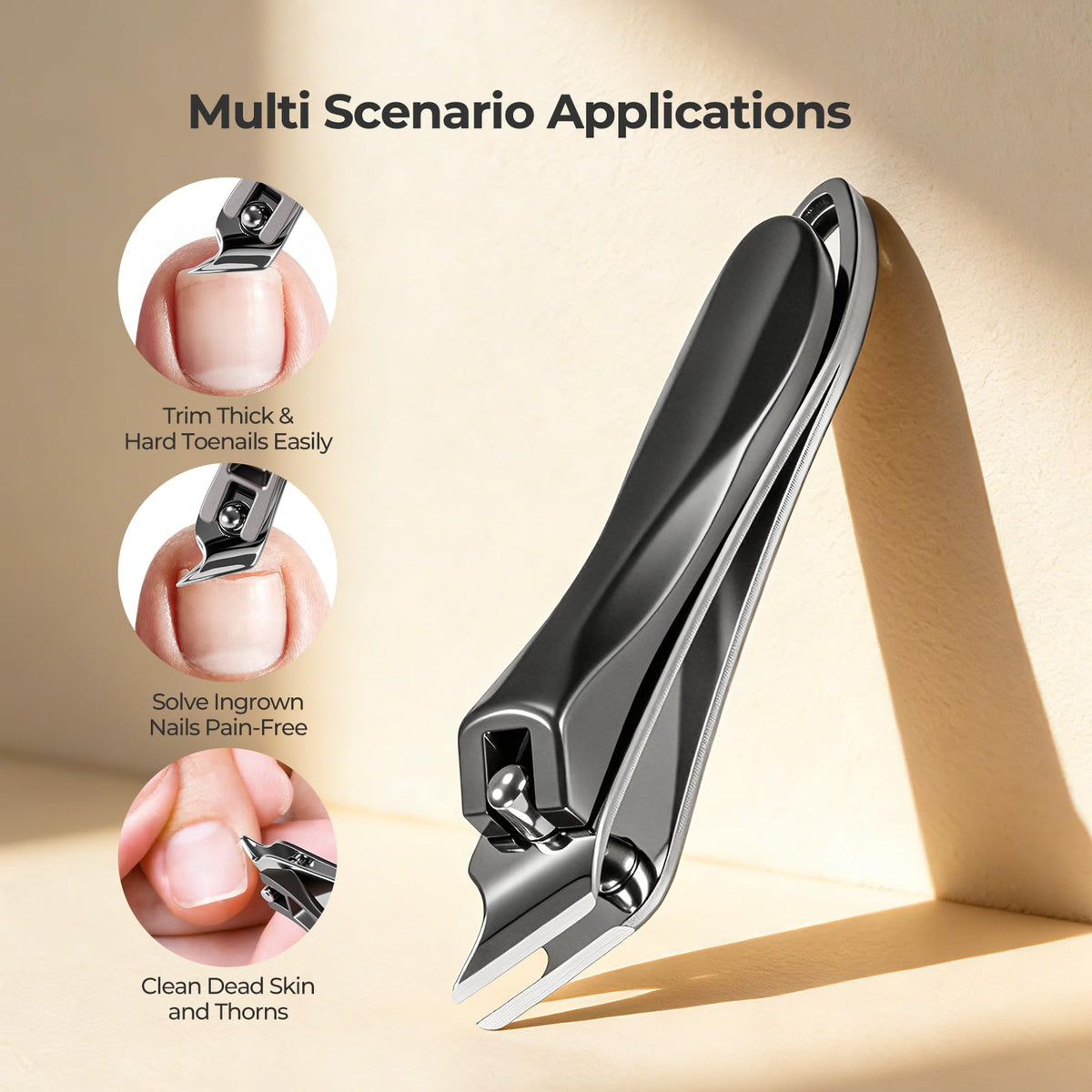 Gray 4-in-1 Electric Nail Clipper with LED Light and Nail Scrap Storage
