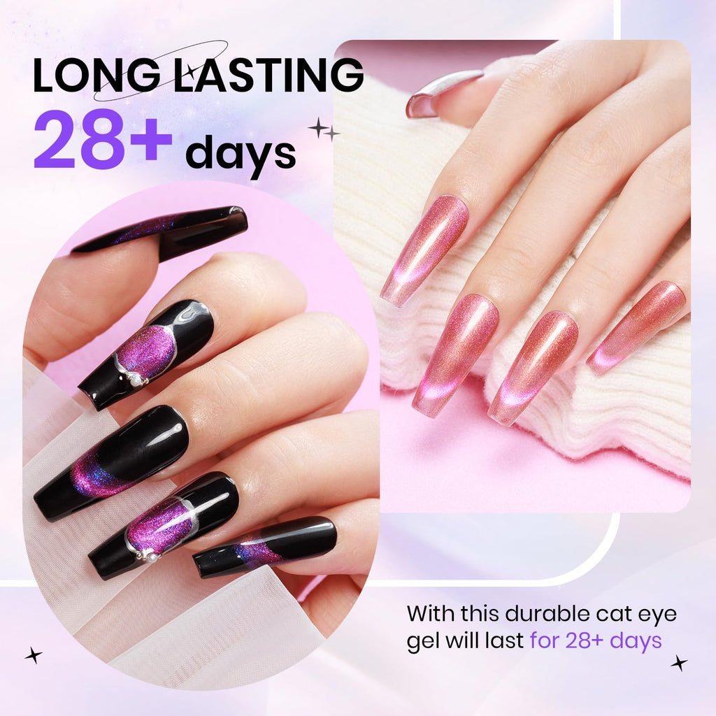 12-Color Cat Eye Gel Polish Collection with Magnetic Effect