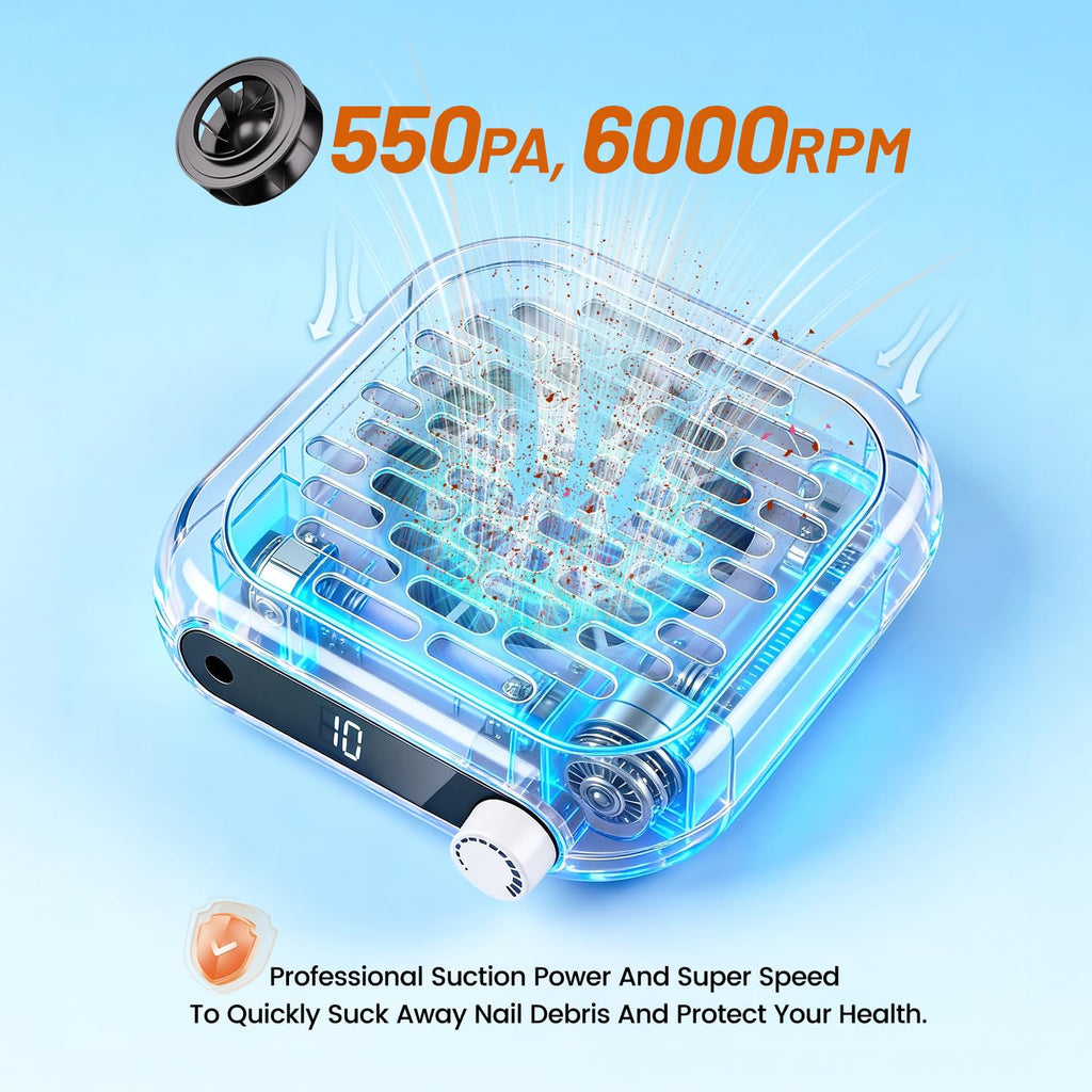 JODSONE Mini Nail Dust Collector with Powerful Suction