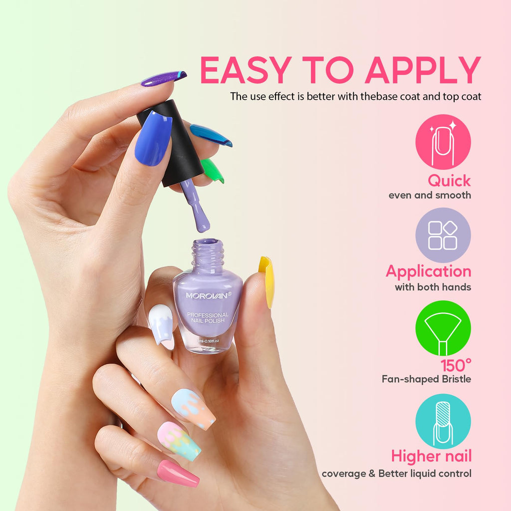 Morovan Nail Polish Set with Quick-Dry Regular Nail Colors