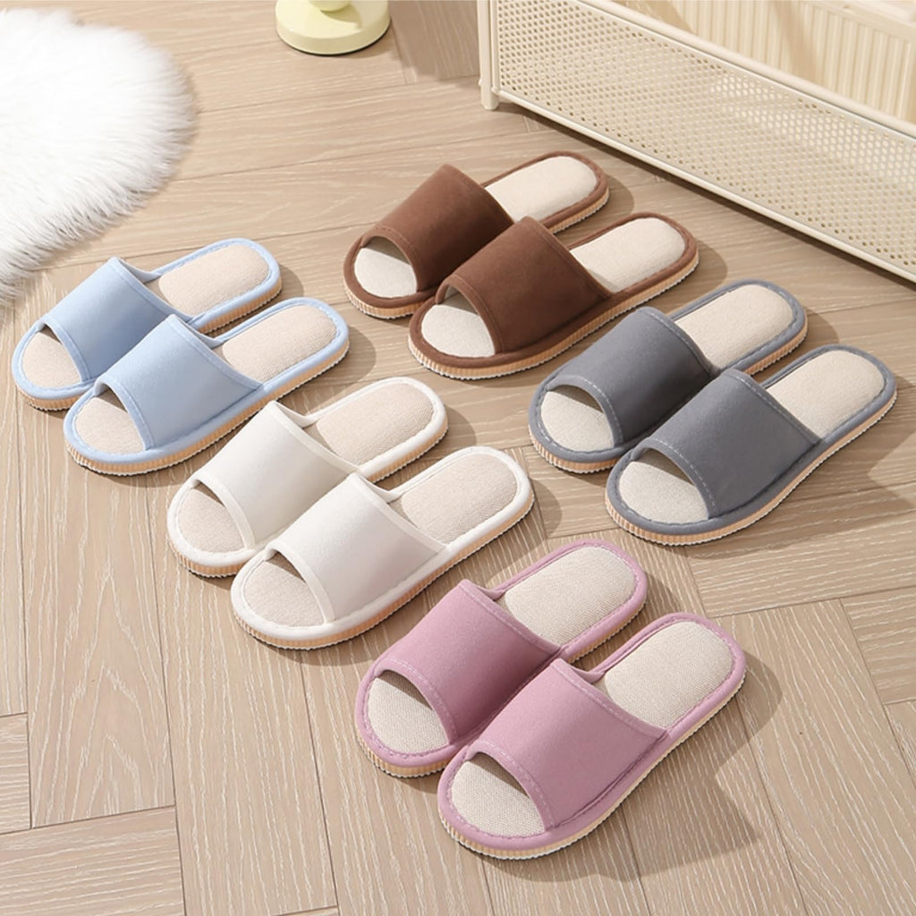Eorbow 10-Pack Washable Open-Toe House Slippers for Guests, Non-Slip Indoor Spa Slippers