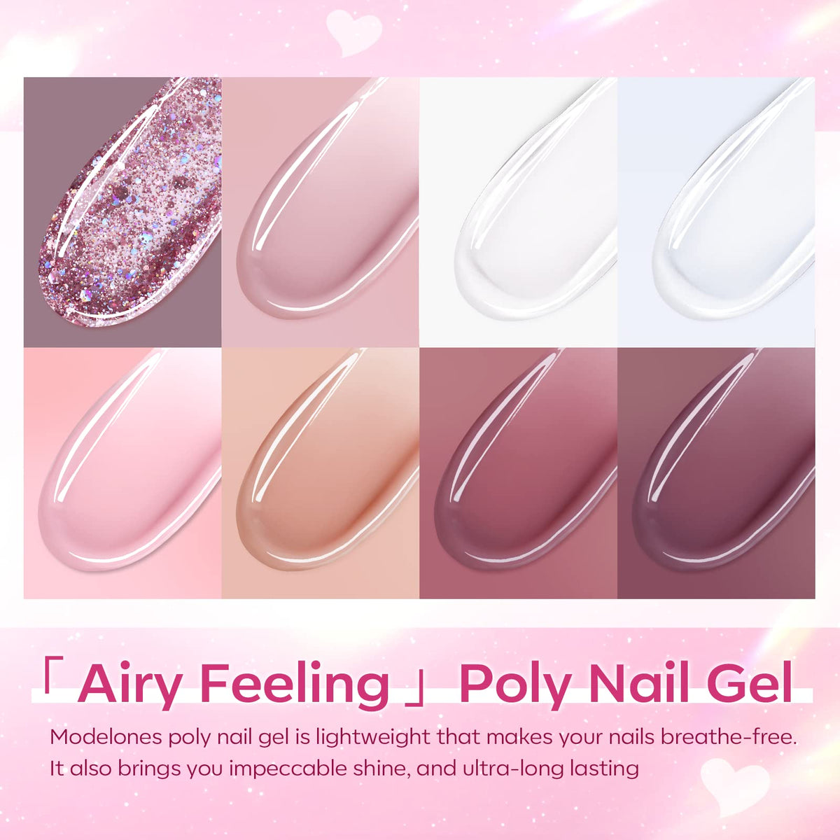 Modelones Poly Nail Gel Kit with UV/LED Lamp and Nail Art Supplies