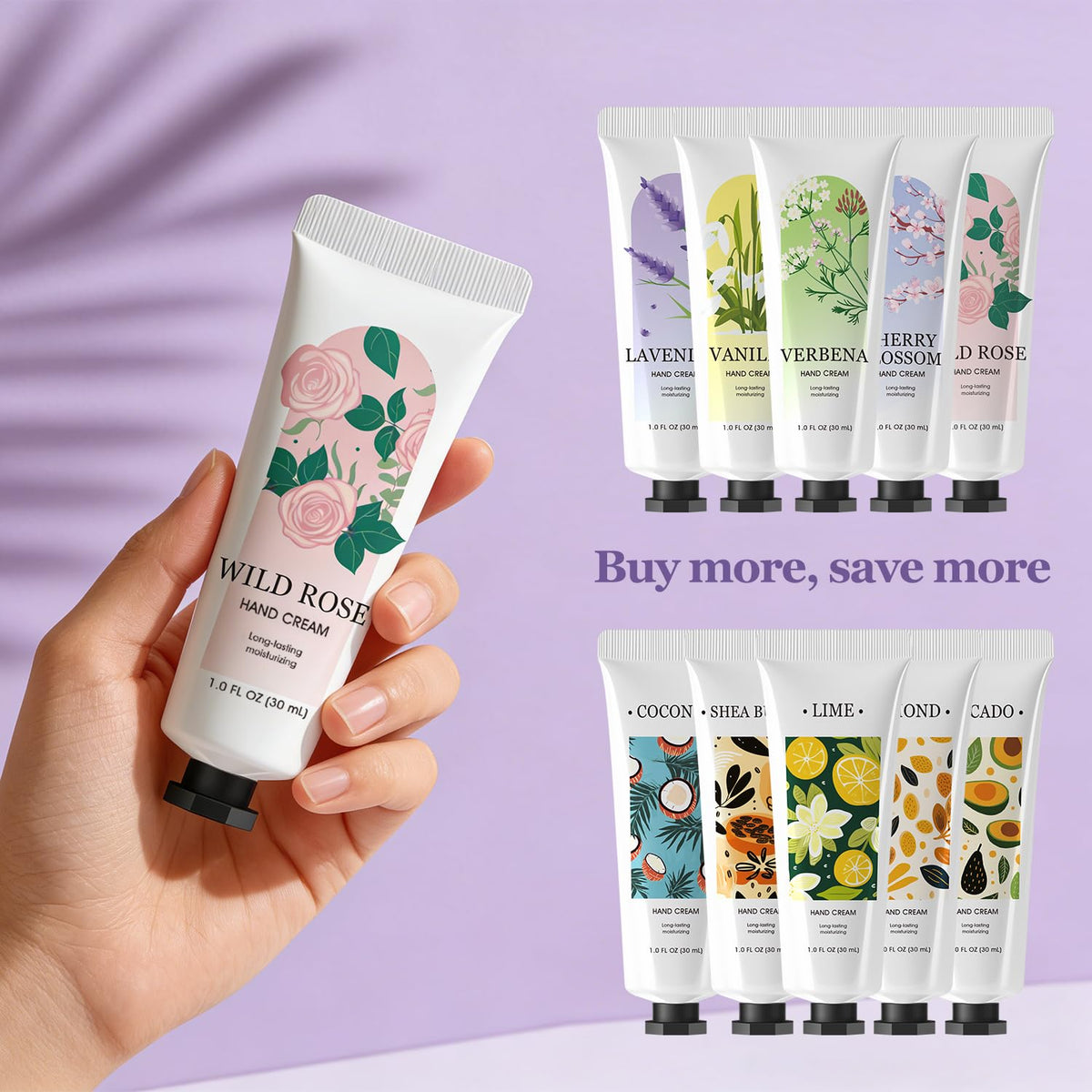 BODY & EARTH Mini Hand Lotion 50-Pack, 10 Scents, 1 oz Each