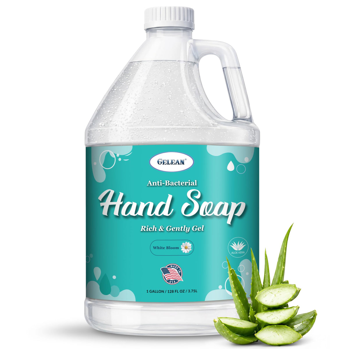 Liquid Gel Hand Soap with Aloe Vera, pH Balanced, 128 Fl Oz Refill Jug