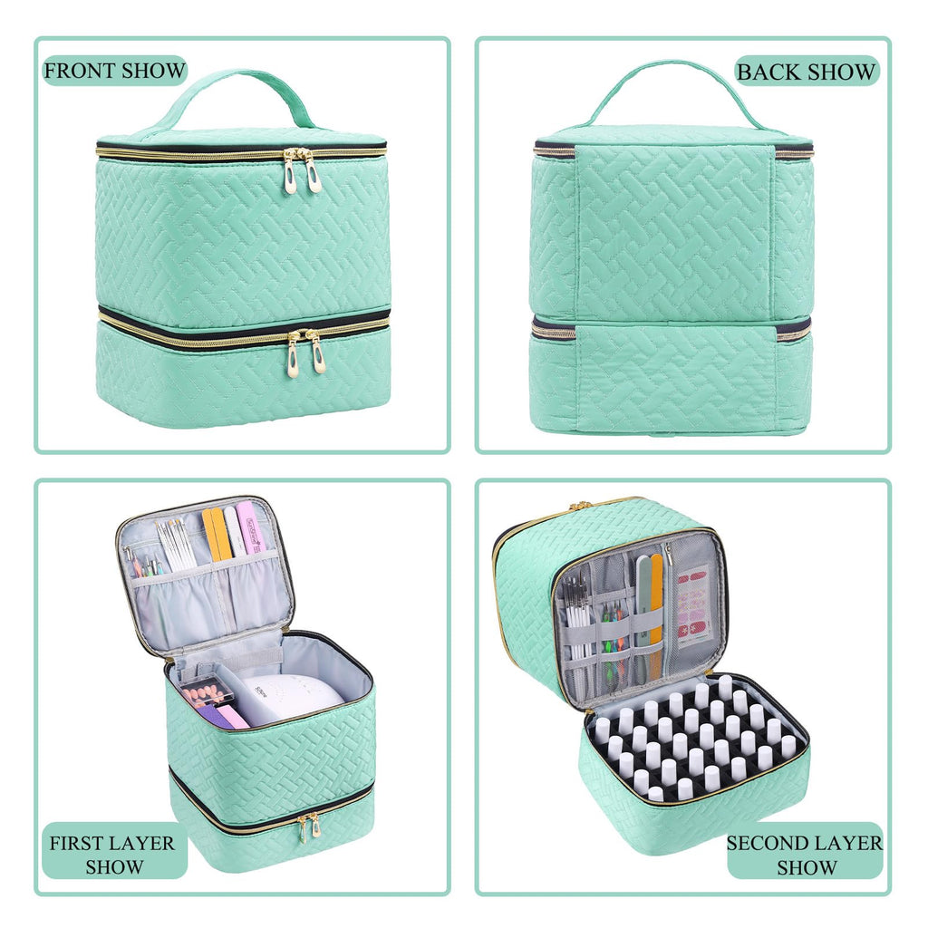 Nail Polish Organizer Double-Layer Storage Bag for Bottles and Nail Lamp