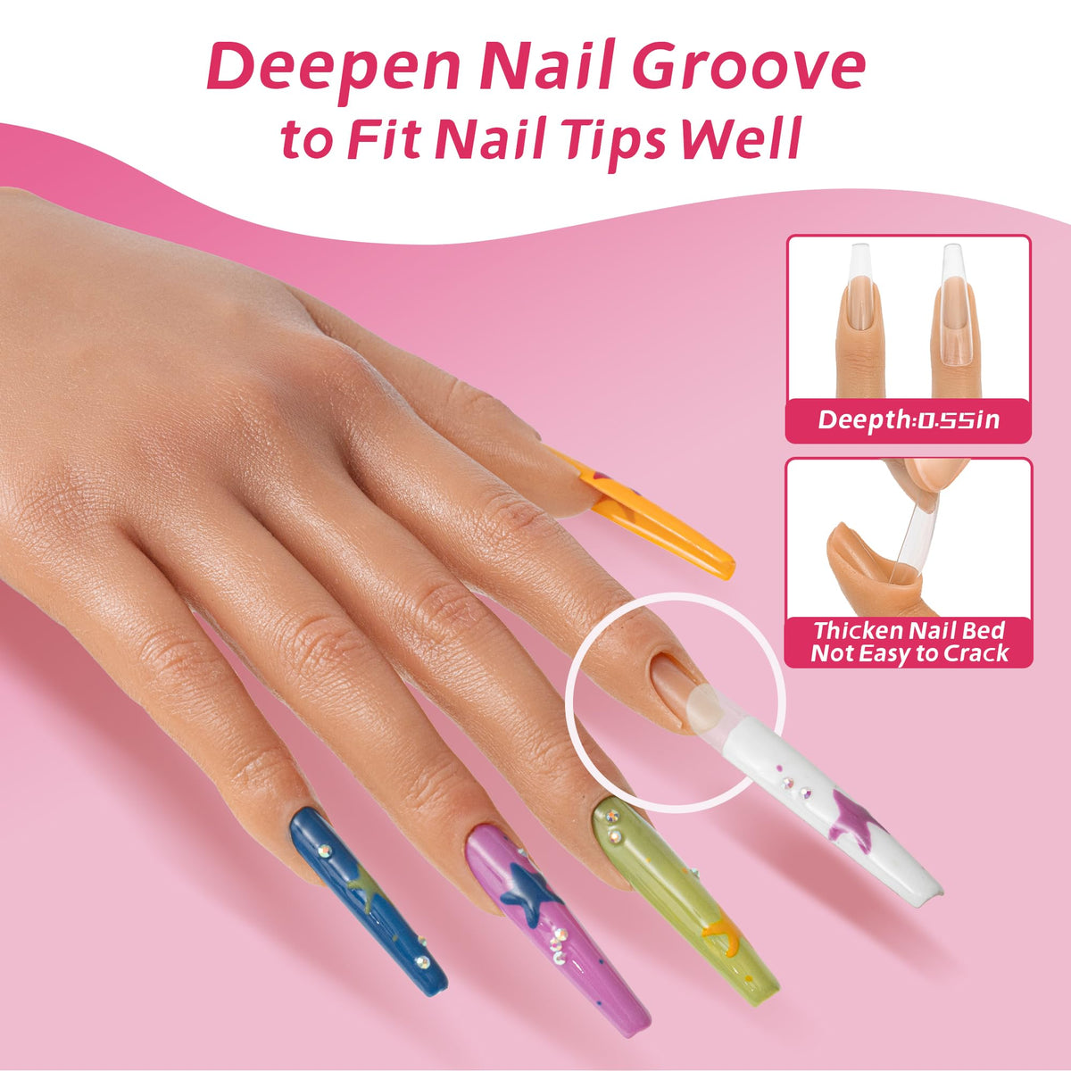 Realistic Silicone Practice Hand for Acrylic and Gel Nail Training Kit