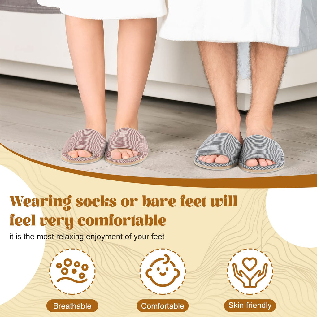 Mepase 8 Pairs Washable Open Toe House Slippers with Nonslip EVA Sole