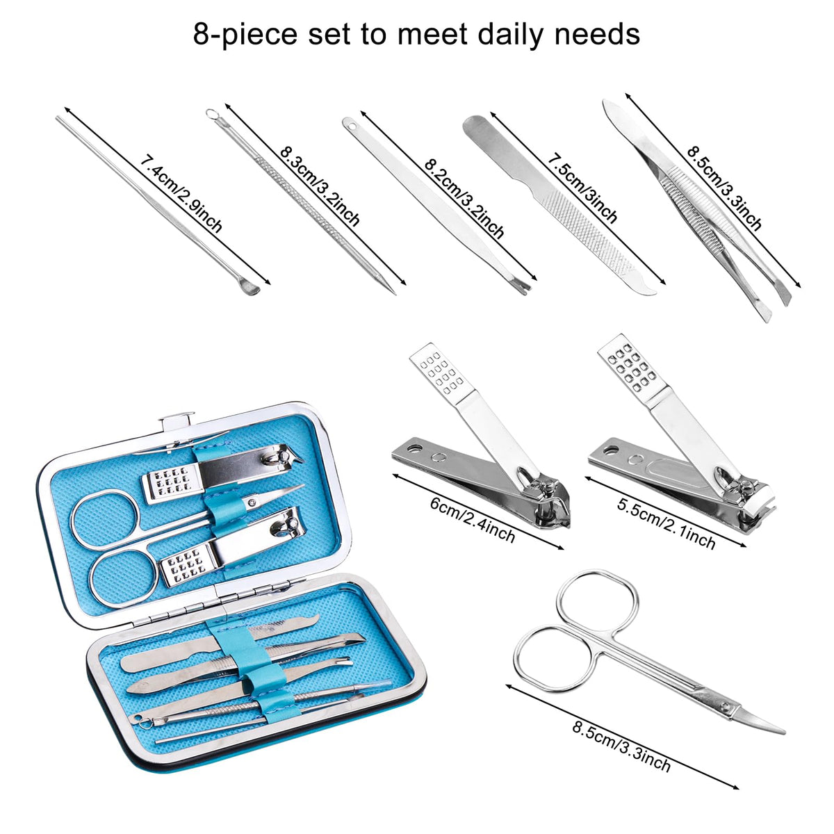 Stainless Steel Nail Grooming Set with Portable Storage Case