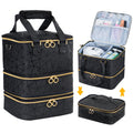 Uross Black Nail Polish Organizer Bag with Three-Layer Storage