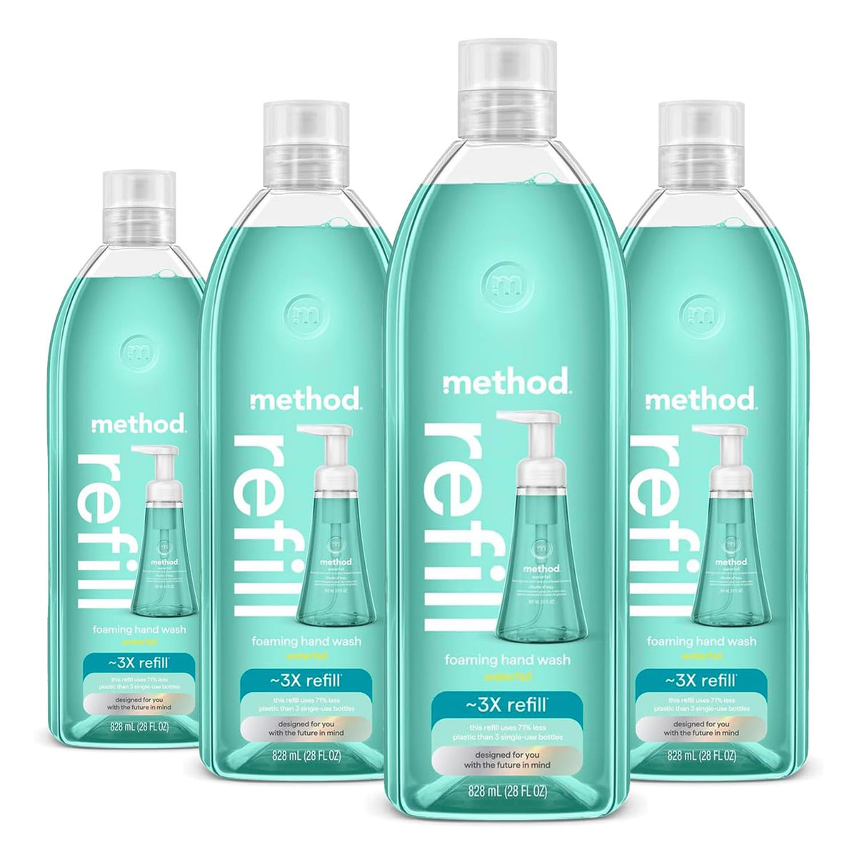 Method Foaming Hand Wash Refill Waterfall, 28 fl oz, 4 Pack