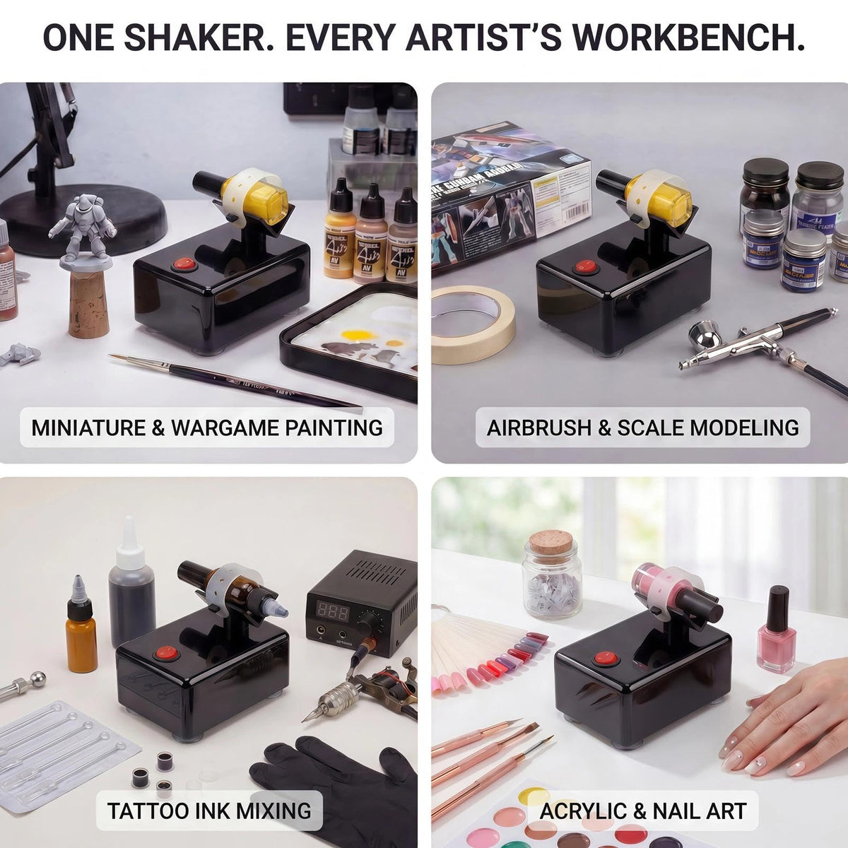 Paint Shaker Hands-Free Vortex Mixer for Model Paint, Nail Polish and Ink