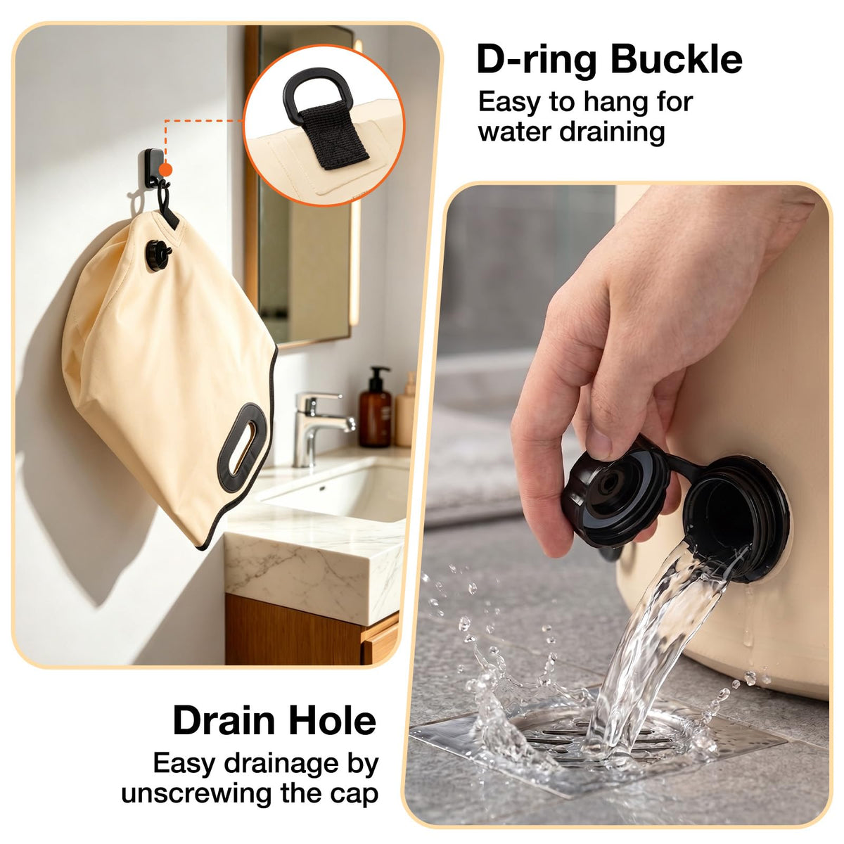 Collapsible Foot Bath Bag with Drainage Hole, Portable Folding Foot Spa Tub