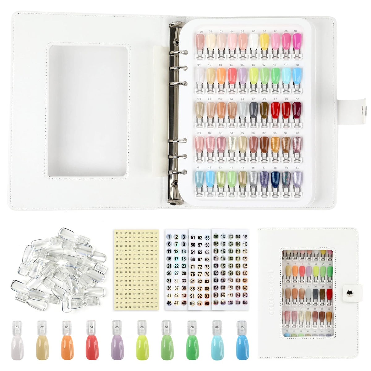 Nail Polish Color Swatch Book with Replacement Tips and Number Labels
