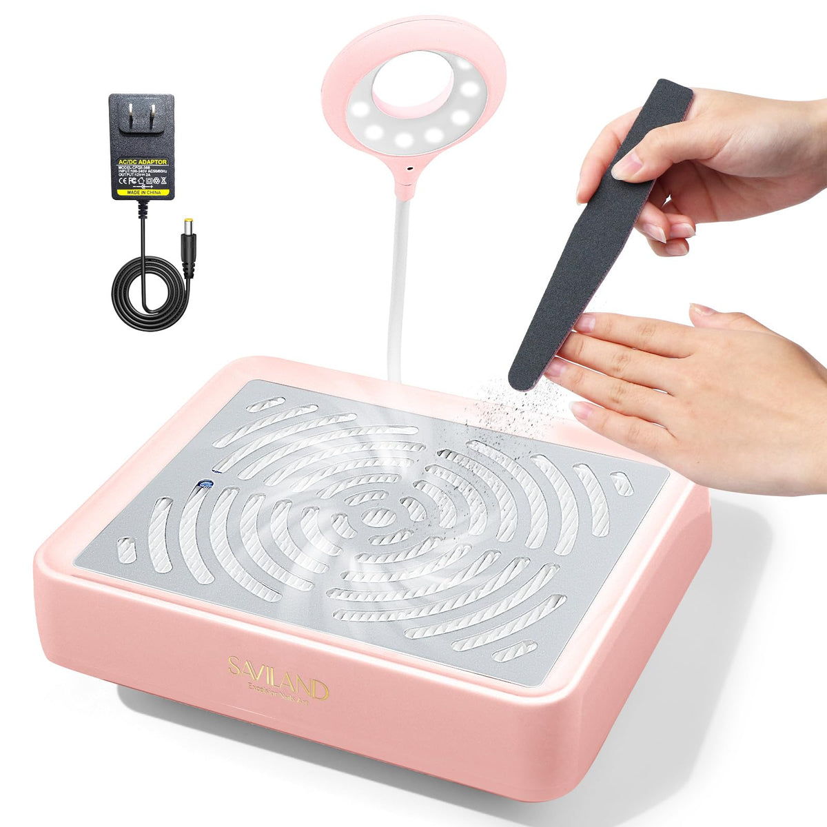 SAVILAND Nail Dust Collector with LED Lamp and Reusable Filter