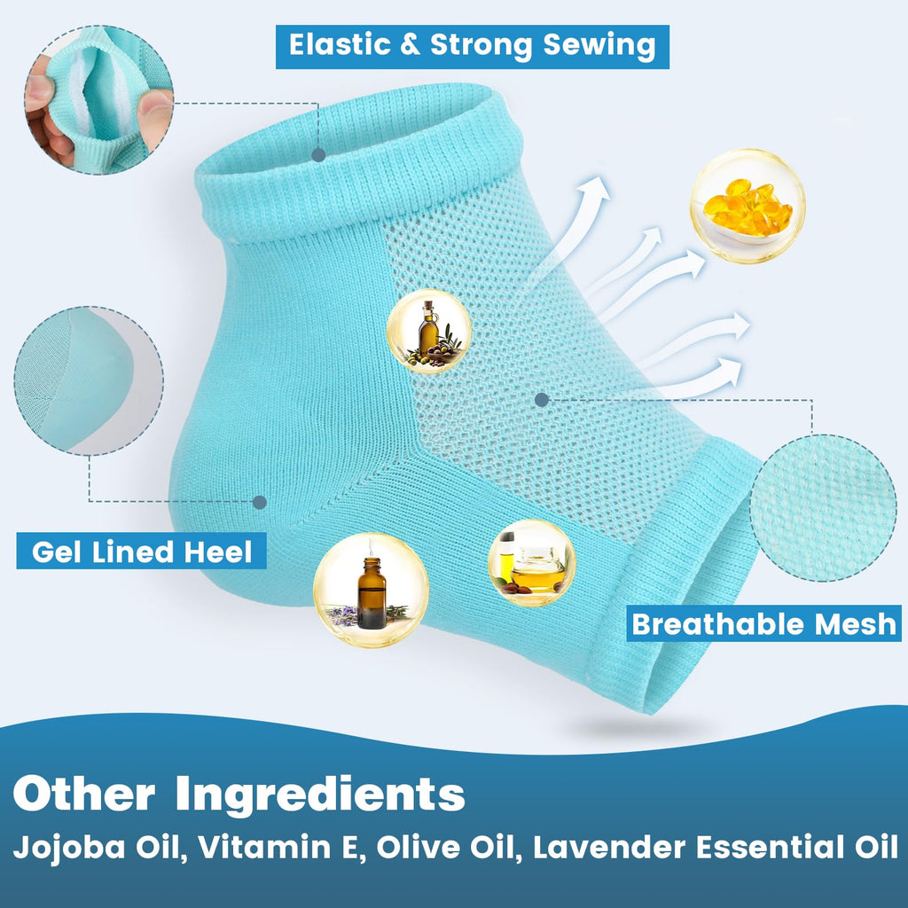 TEAWOO Moisturizing Toeless Heel Socks for Dry, Cracked Feet