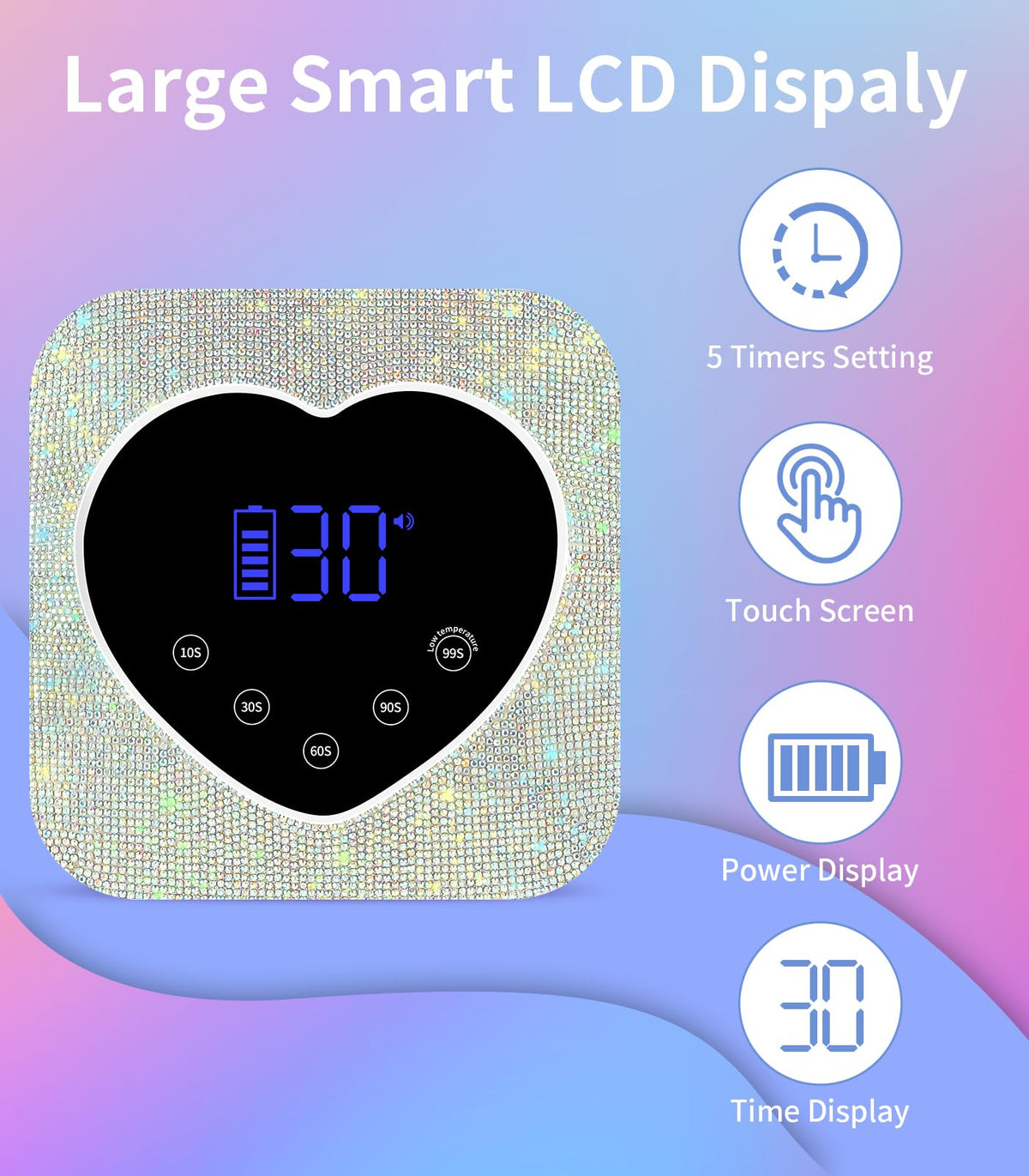 HUGMAPLE 72W Cordless Rechargeable UV LED Nail Lamp for Gel Nails
