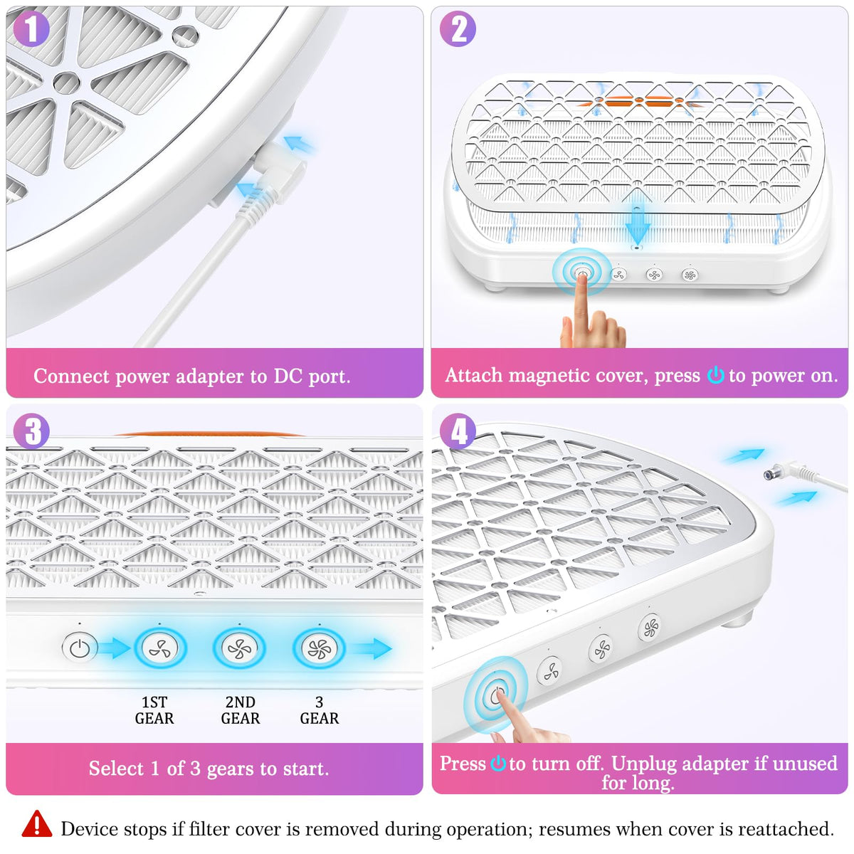 AURELLE Nail Dust Collector with 3 Suction Modes and Reusable Filter