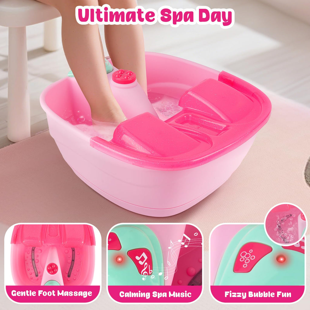 Auntyfey Kids Spa Day Kit for Girls with Foot Spa and Accessories