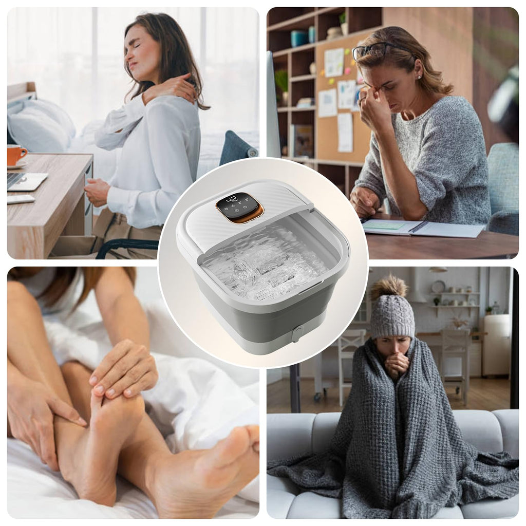 Folding Foot Spa with Heat, Massage Rollers, Touchscreen & Timer