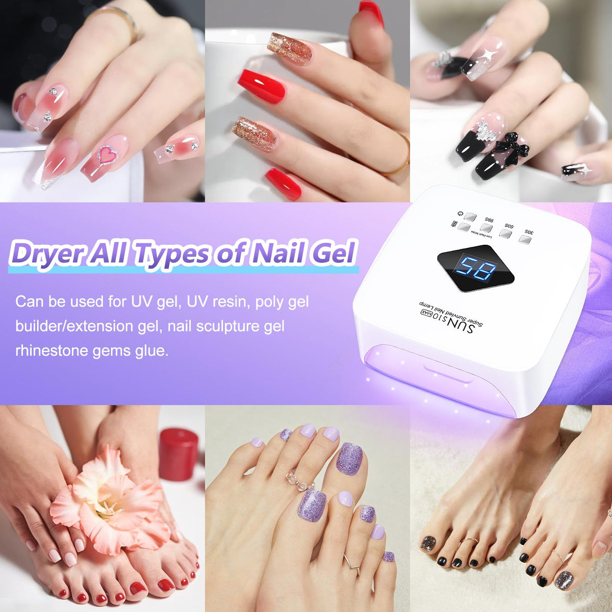 LKE Cordless Rechargeable UV LED Nail Lamp, 86W Gel Nail Dryer