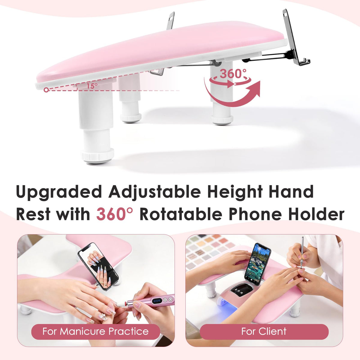 LIONVISON Adjustable Nail Tech Arm Rest Stand