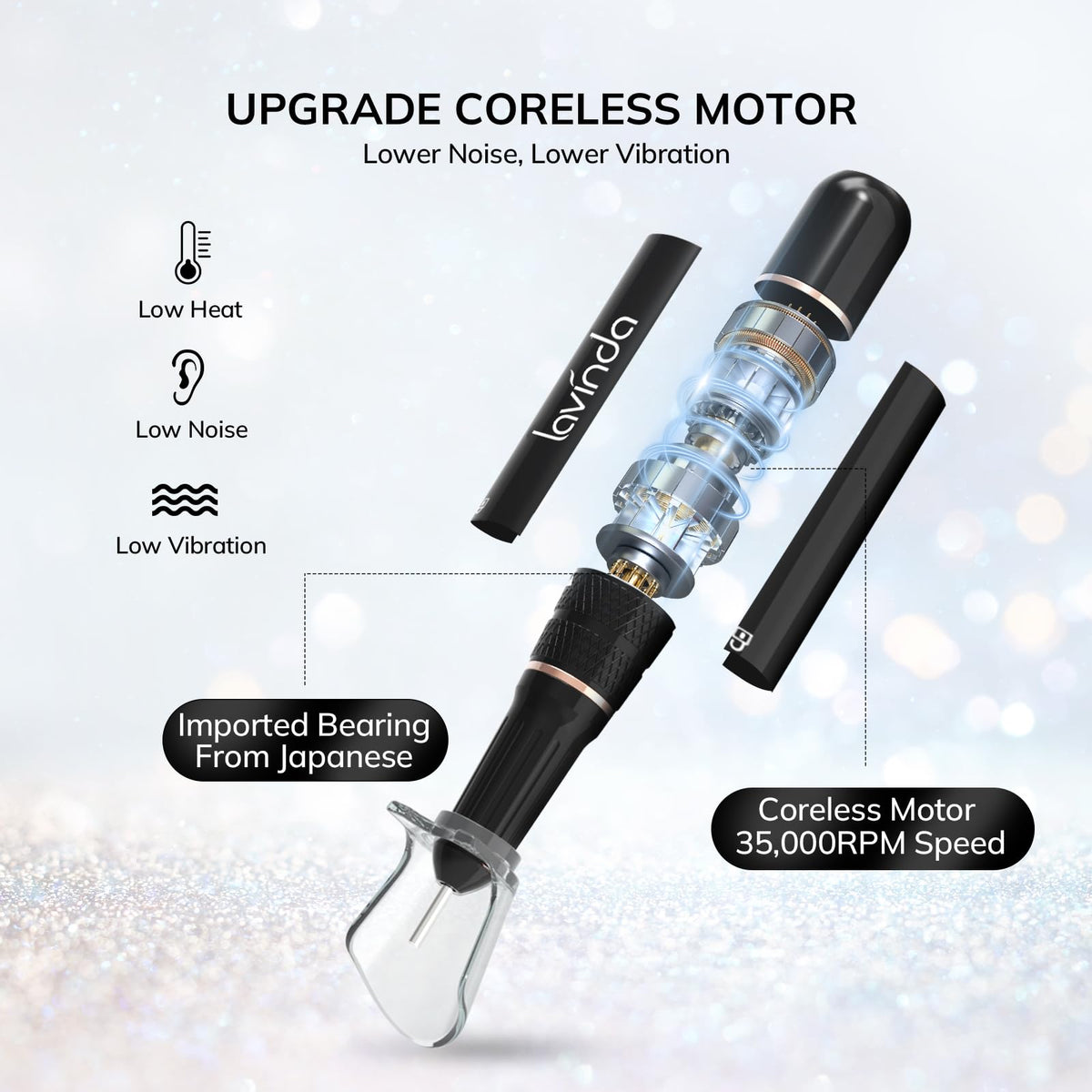 Lavinda Rechargeable Nail Drill Machine, 35000RPM Cordless Electric Nail File