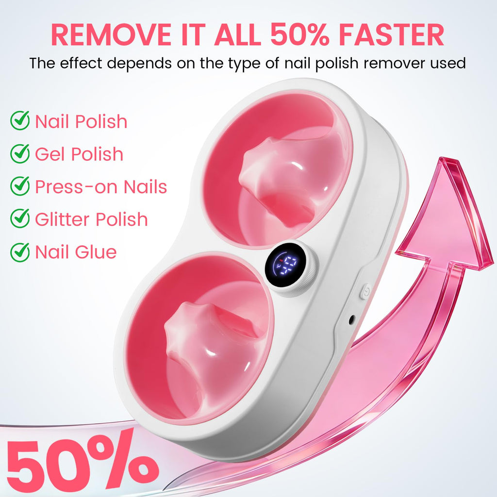 Electric Dual Nail Soaking Bowl with Adjustable Heat and Detachable Bowls