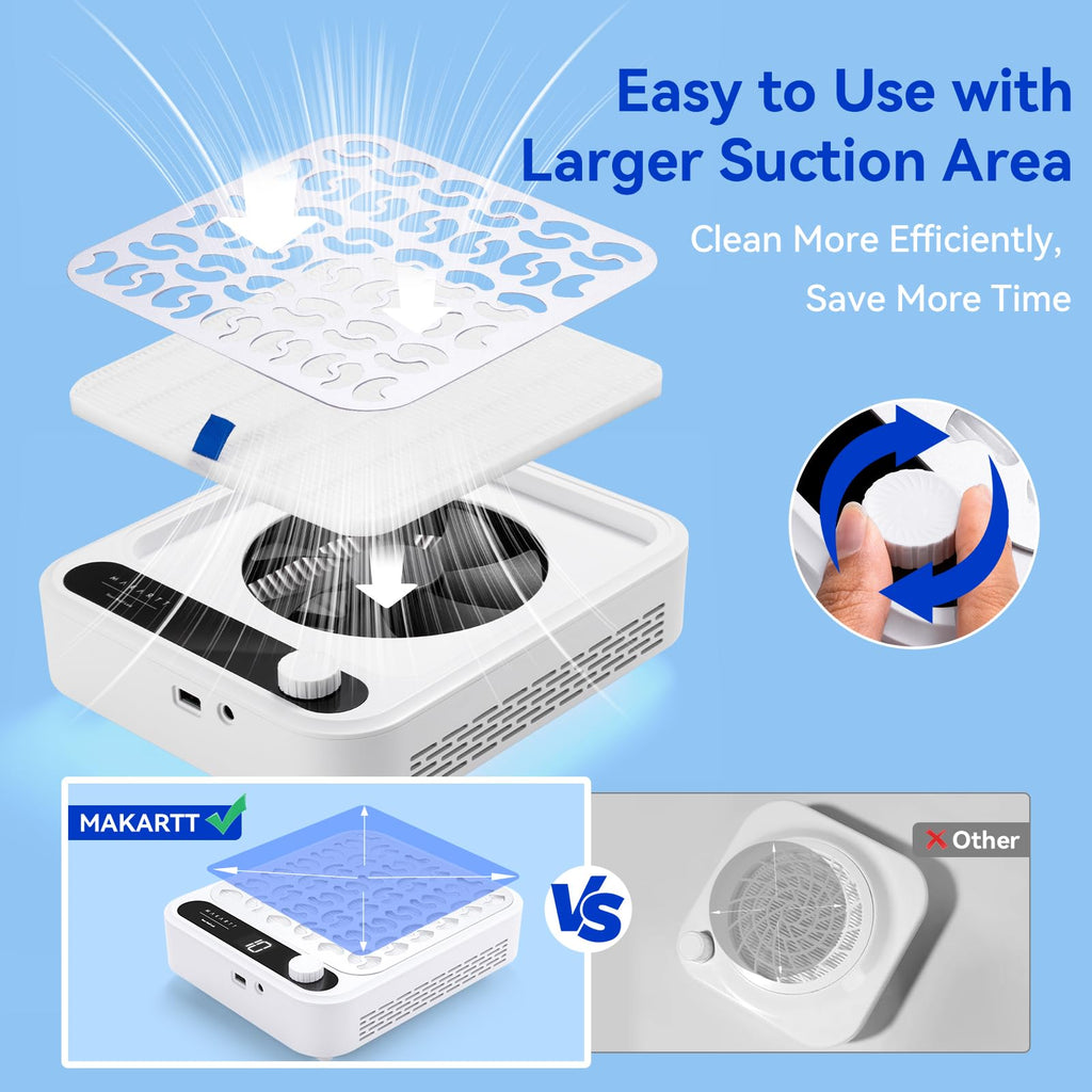 Makartt Nail Dust Collector with Adjustable Speed and Reusable Filter