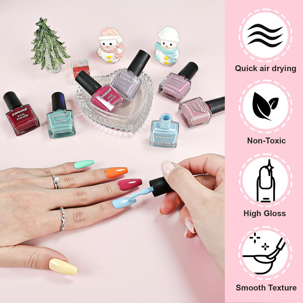 JODSONE 32-Color Quick-Dry Nail Polish Set with Base & Top Coats