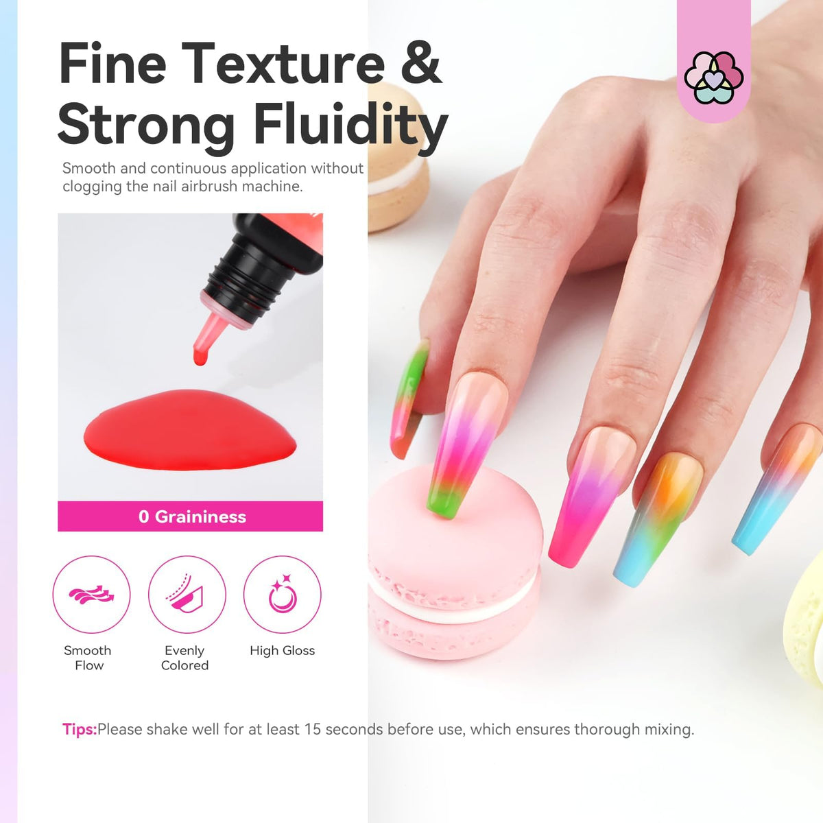 SAVILAND HEMA-Free Airbrush Gel Nail Polish Set, 12 Colors, No Dilution