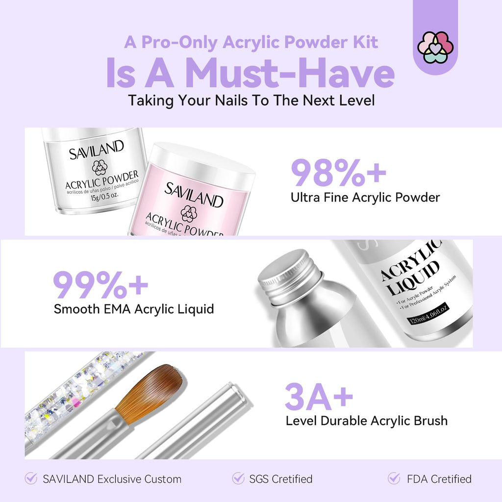 SAVILAND Professional Acrylic Nail Kit with Drill and Essential Nail Tools
