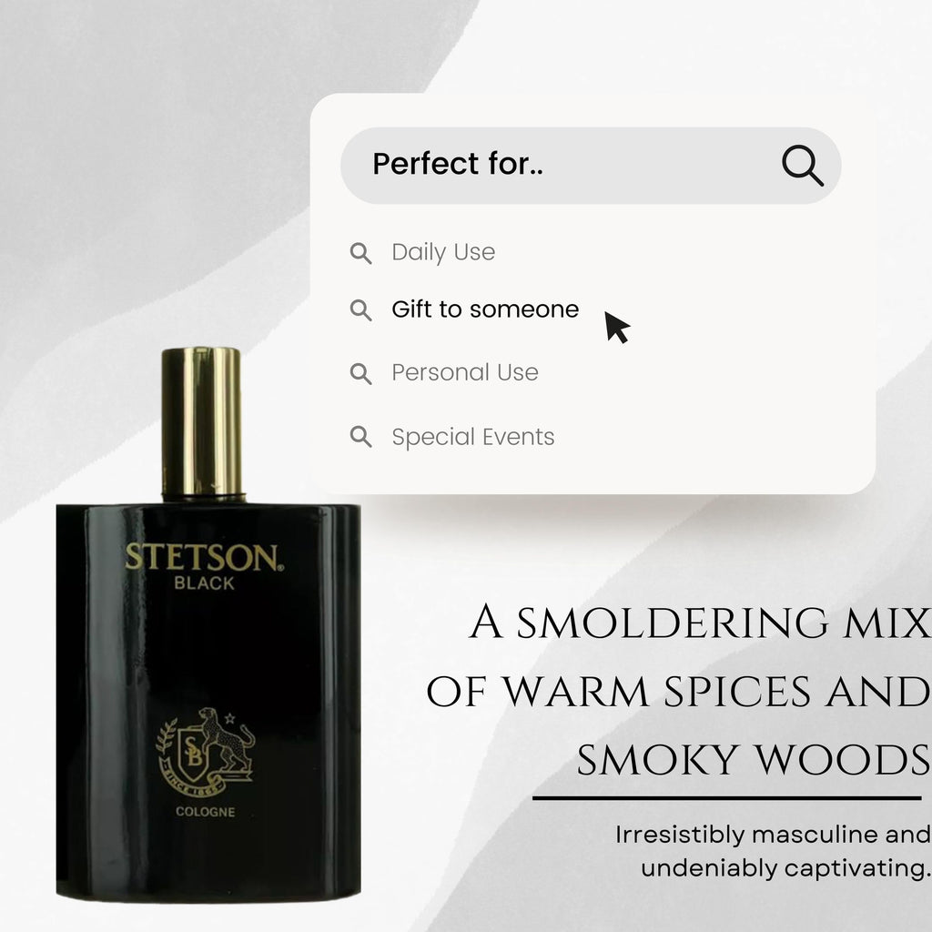 Stetson Black Eau de Cologne for Men Spray, 3.4 fl oz