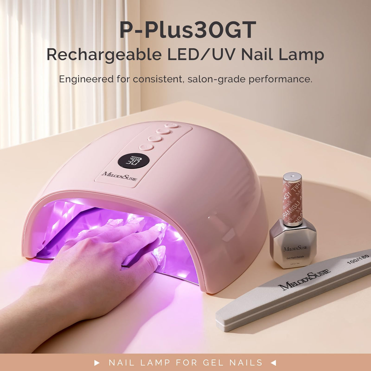 MelodySusie 48W Cordless UV LED Nail Lamp with Metal Base