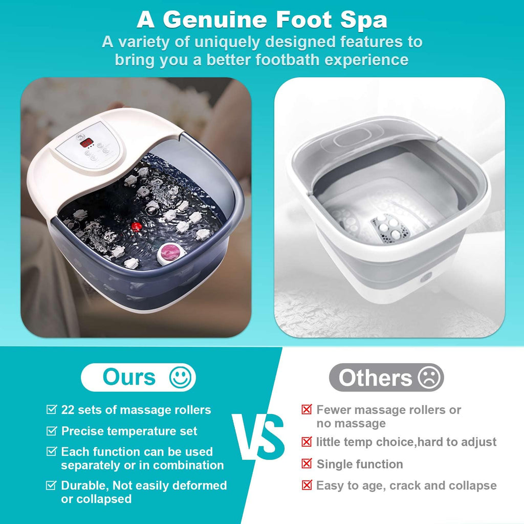 ECARBME Heated Foot Spa Bath Massager with Bubbles and Massage Rollers