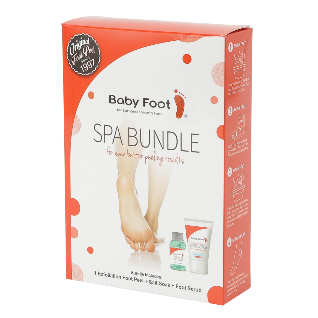 Baby Foot Exfoliation Bundle Set with Foot Peel, Salt Soak and Scrub