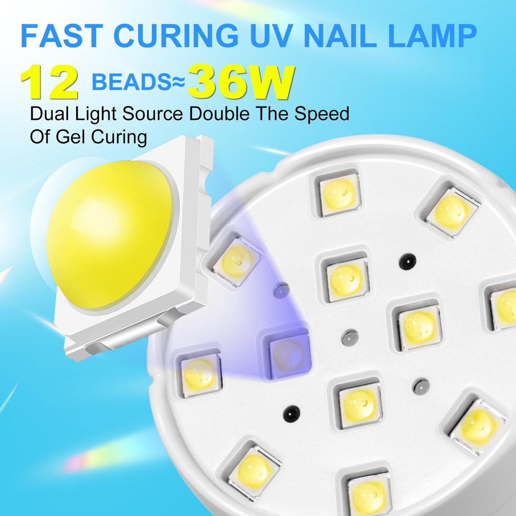 MEKK Gooseneck Flash Cure Nail Lamp, 36W Mini UV LED Light for Gel Nails