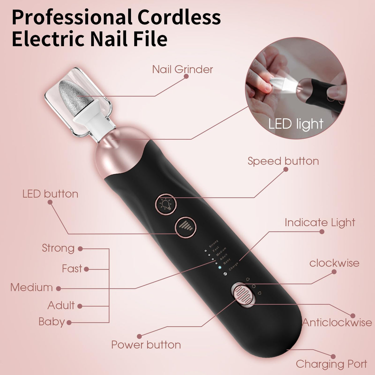 Hoxida Rechargeable Electric Nail Drill Kit for Manicure and Pedicure