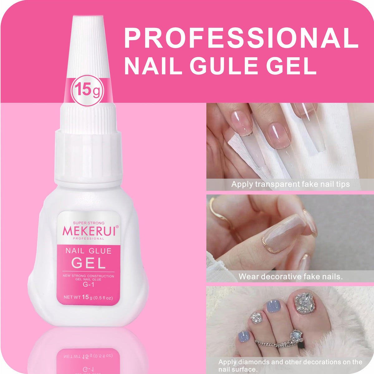 MEKERUI Nail Glue Gel – Fast-Drying Press-On Nail Adhesive