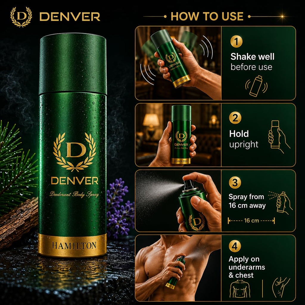 Denver Hamilton Deodorant Body Spray for Men, 5 oz, 3-Pack