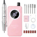 Makartt Pink Cordless Nail Drill, 35000RPM Electric Nail E-File