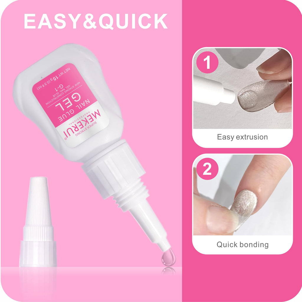 MEKERUI Nail Glue Gel – Fast-Drying Press-On Nail Adhesive