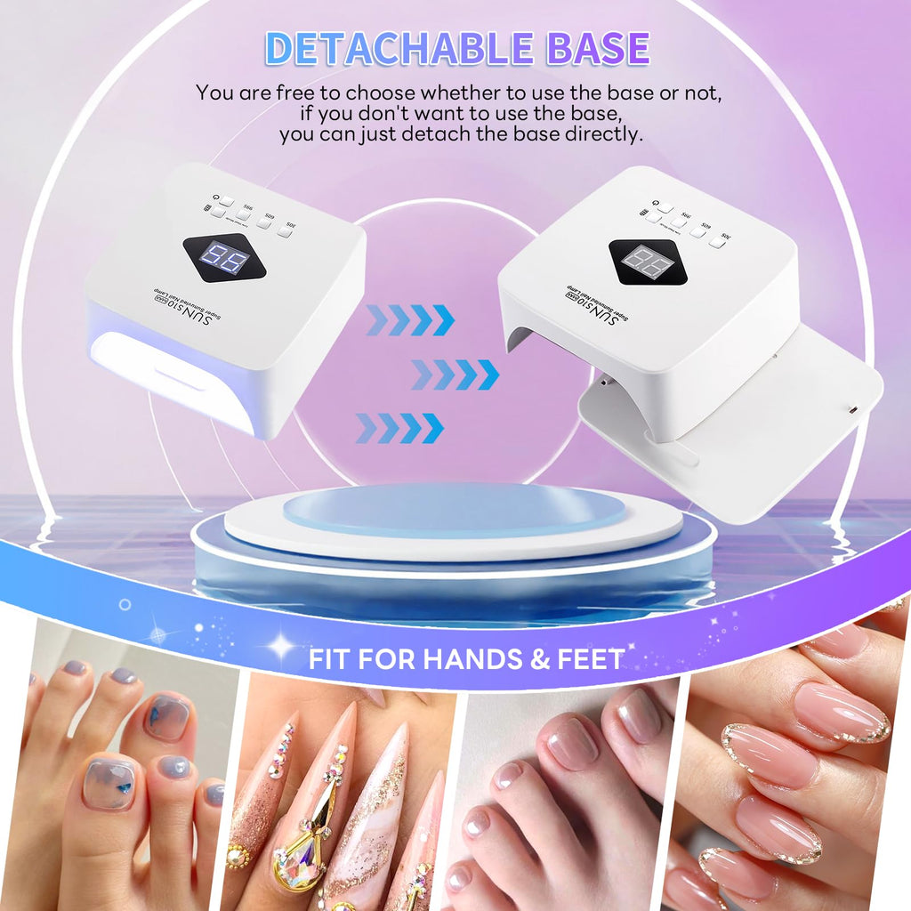Cordless Nail Lamp 120W Rechargeable UV LED Gel Nail Dryer with 3 Timers S10