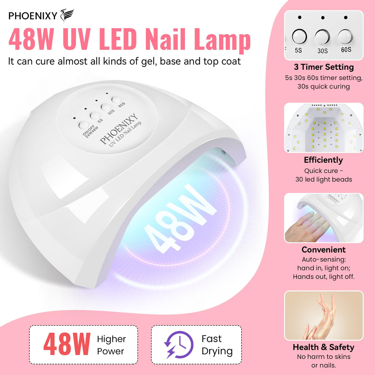 PHOENIXY Gel Nail Polish Kit with UV/LED Nail Lamp
