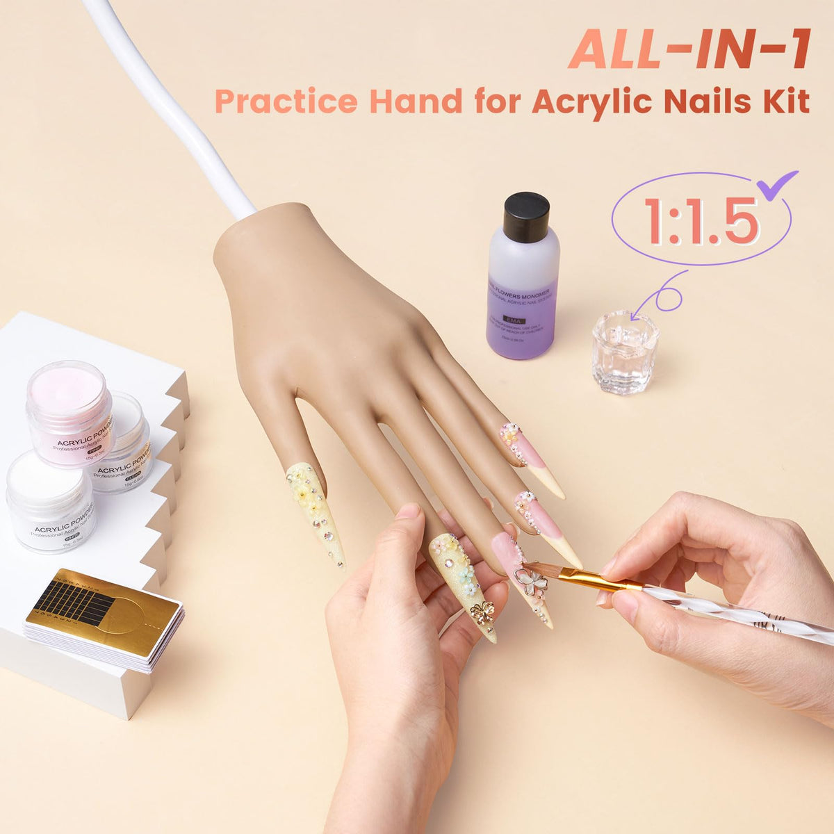 Practice Nail Hand Kit for Nail Extension and Nail Art Training
