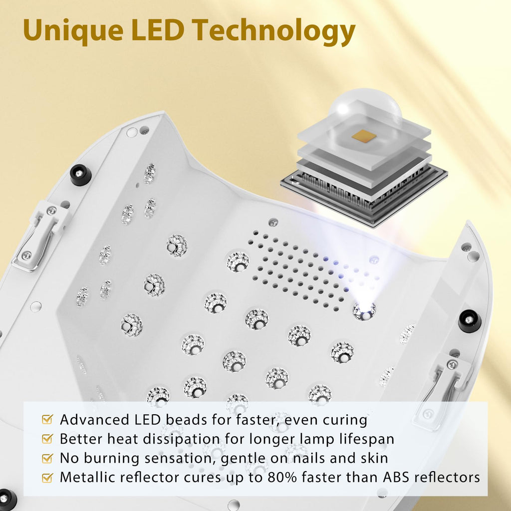 Purtato 126W Cordless Rechargeable UV LED Nail Lamp with Handle and Foot Rest