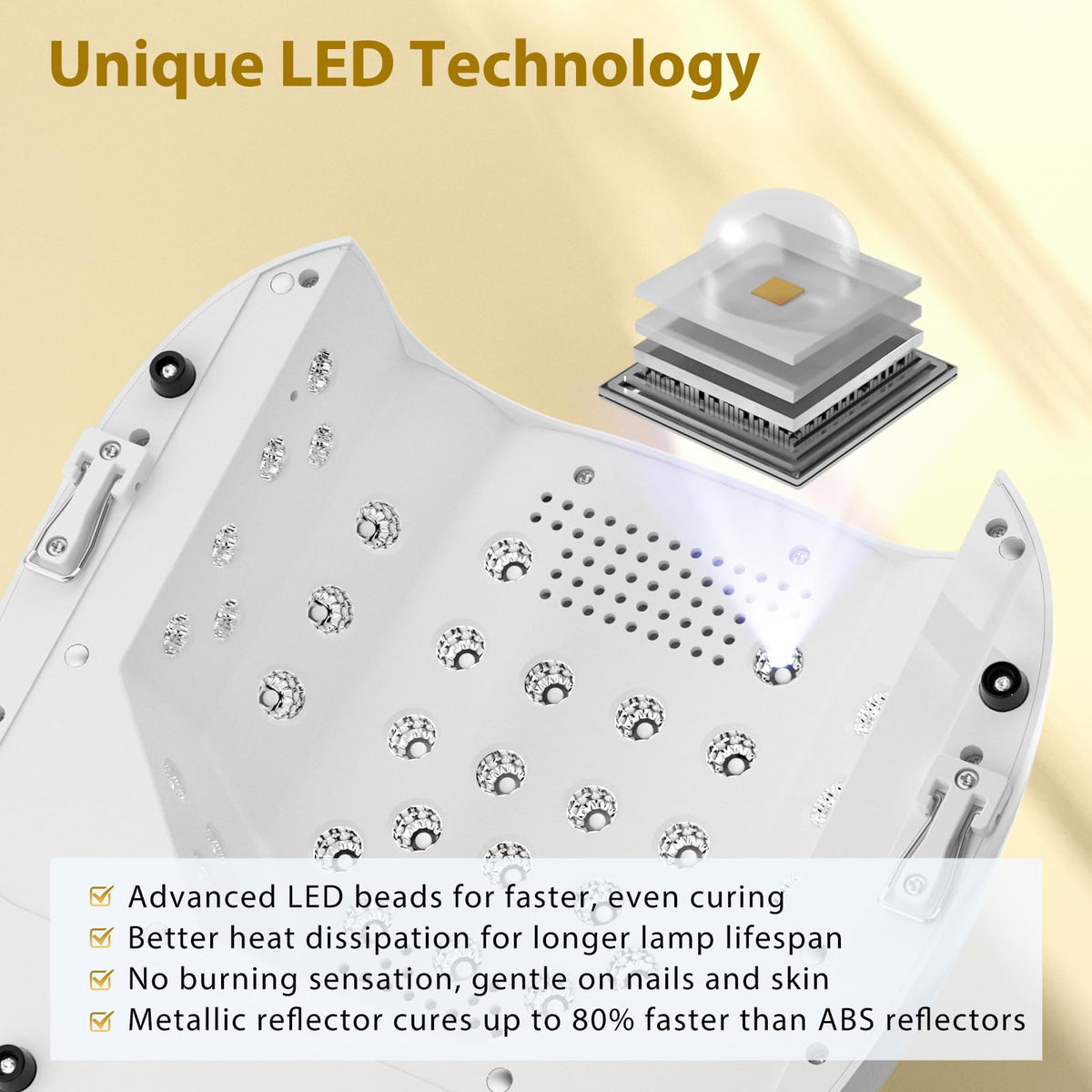 Purtato 126W Cordless Rechargeable UV LED Nail Lamp with Handle and Foot Rest