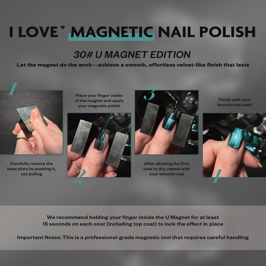 ILNP Black U Magnet Nail Art Tool for Velvet and Aura Effects