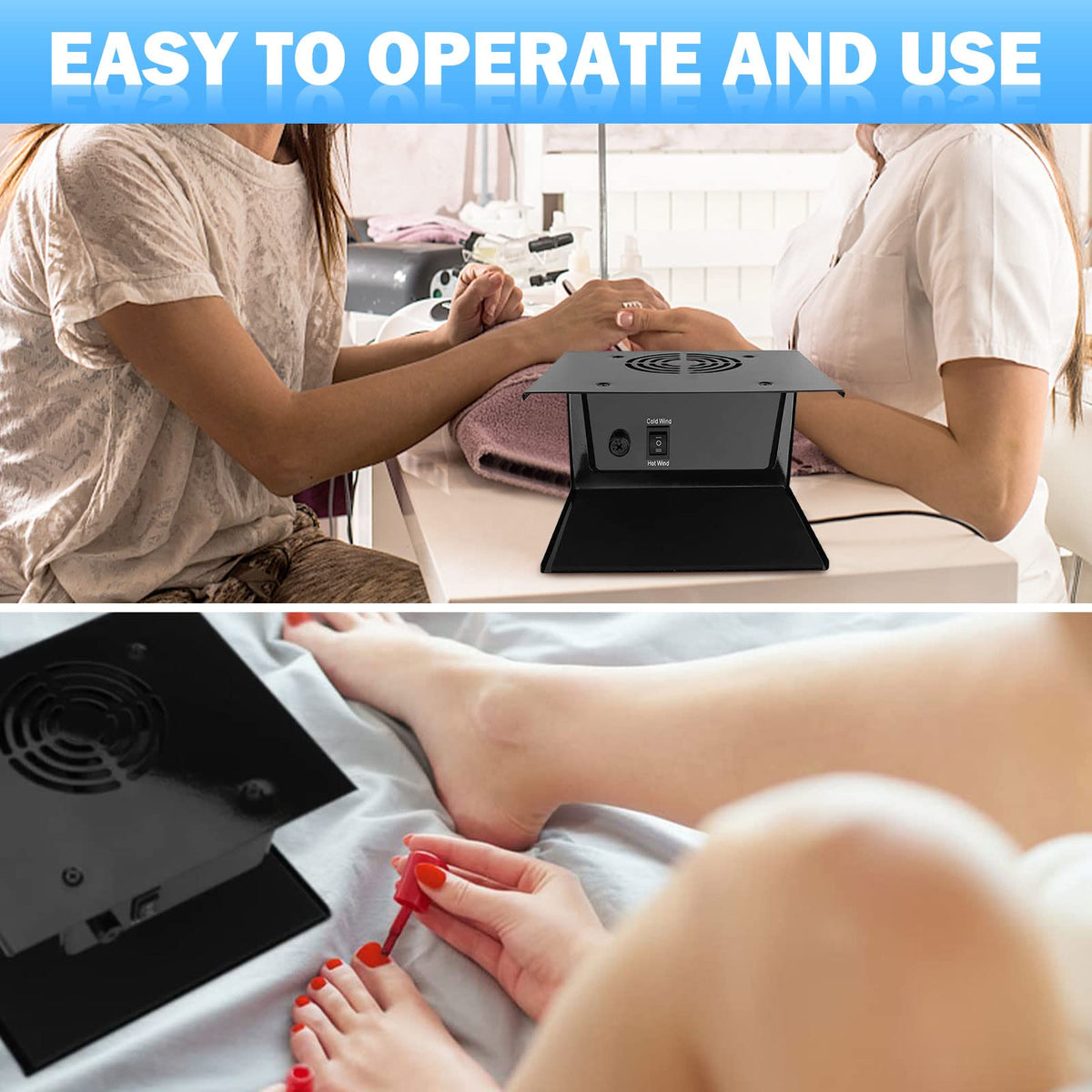 Nail Dryer Fan for Gel and Regular Polish, 110V 300W Hot & Cool Air